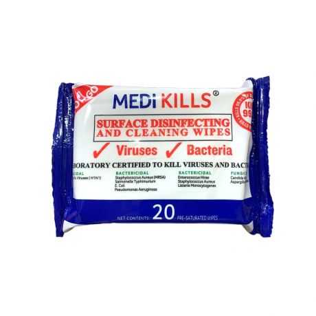 Lingettes virucides - Sachet de 20 lingettes - Medikills