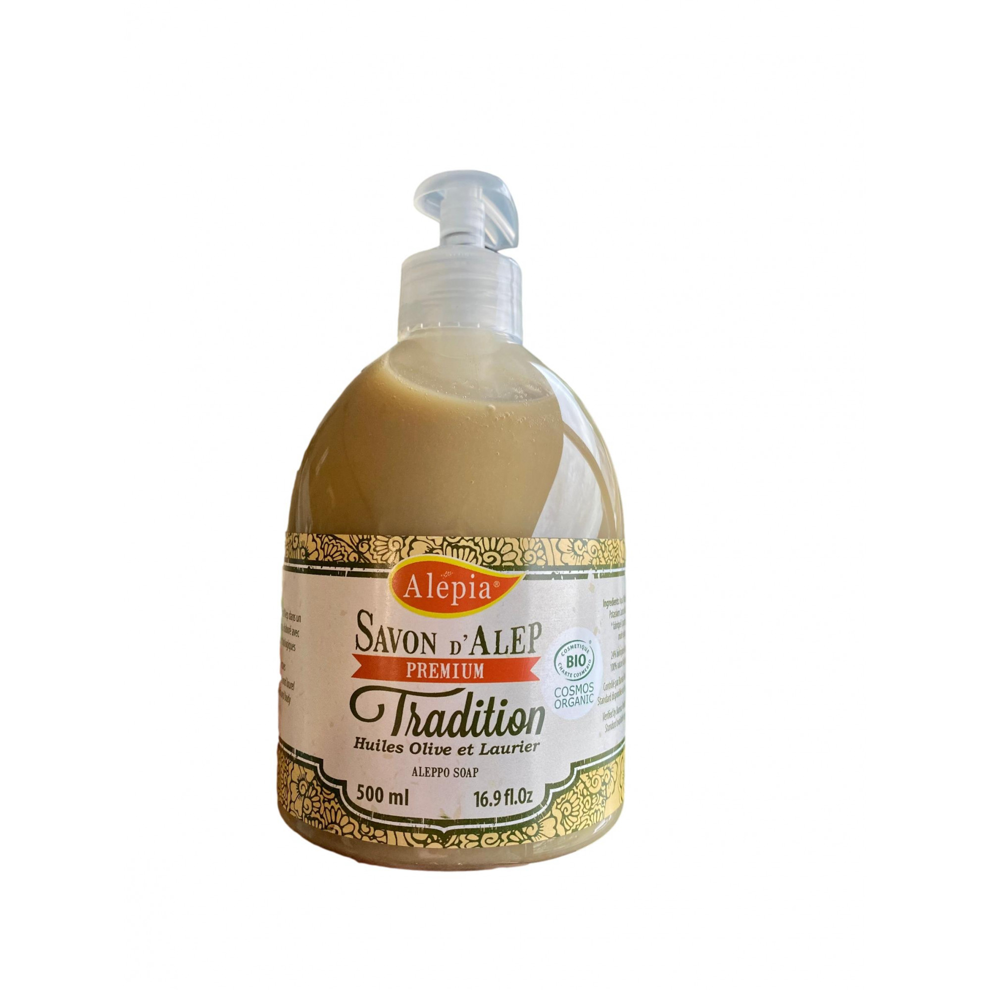 Savon Liquide d'Alep Premium Tradition 1% de Laurier - 500ml - Alépia
