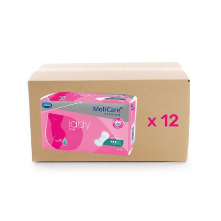 Protection anatomique Premium Lady Pad Molicare - 3 gouttes - carton 12x14U - Hartmann