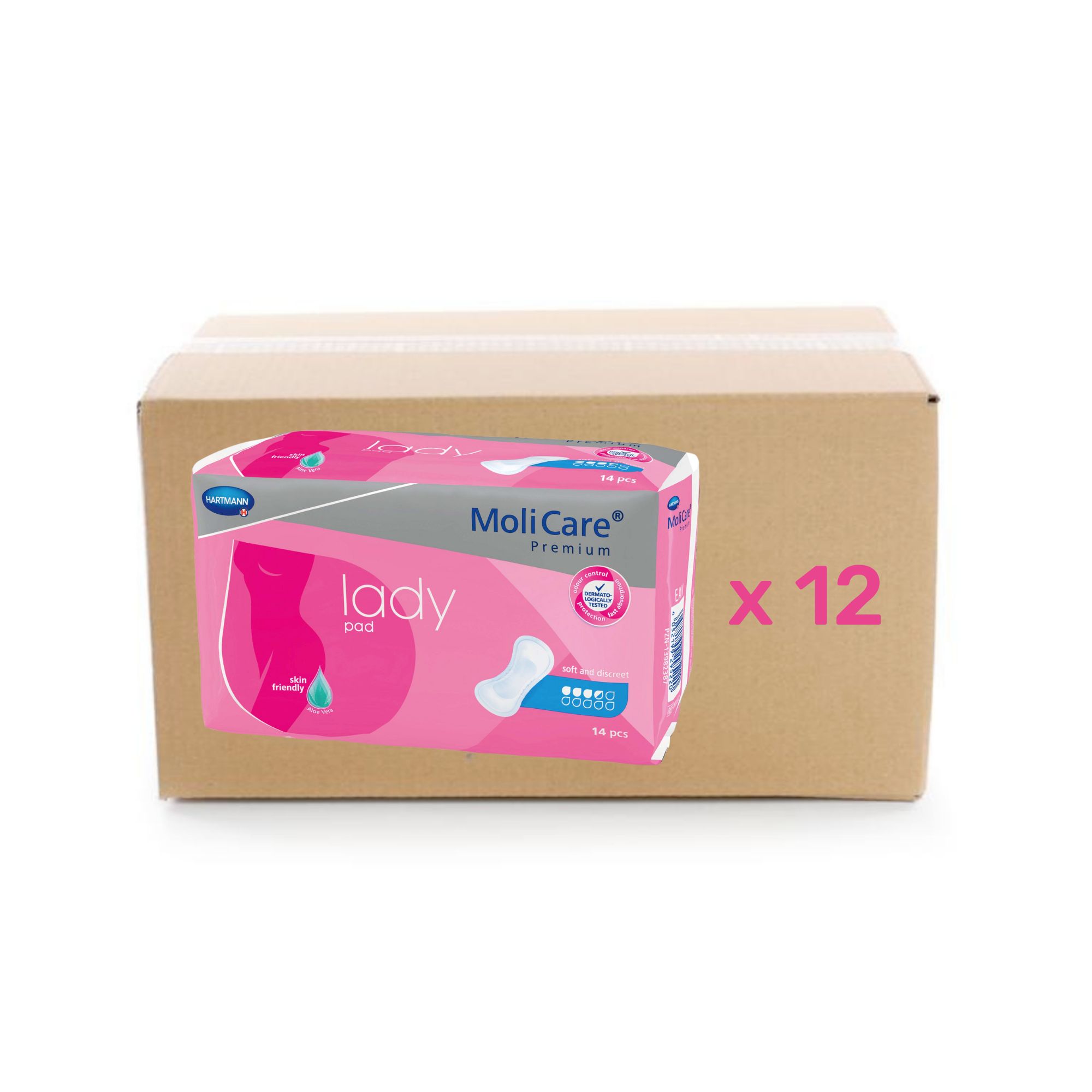 Protection anatomique Premium Lady Pad Molicare - 3.5 gouttes - carton 12x14U - Hartmann