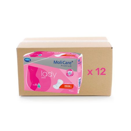 Protection anatomique Premium Lady Pad Molicare - 4 gouttes - carton 12x14U - Hartmann