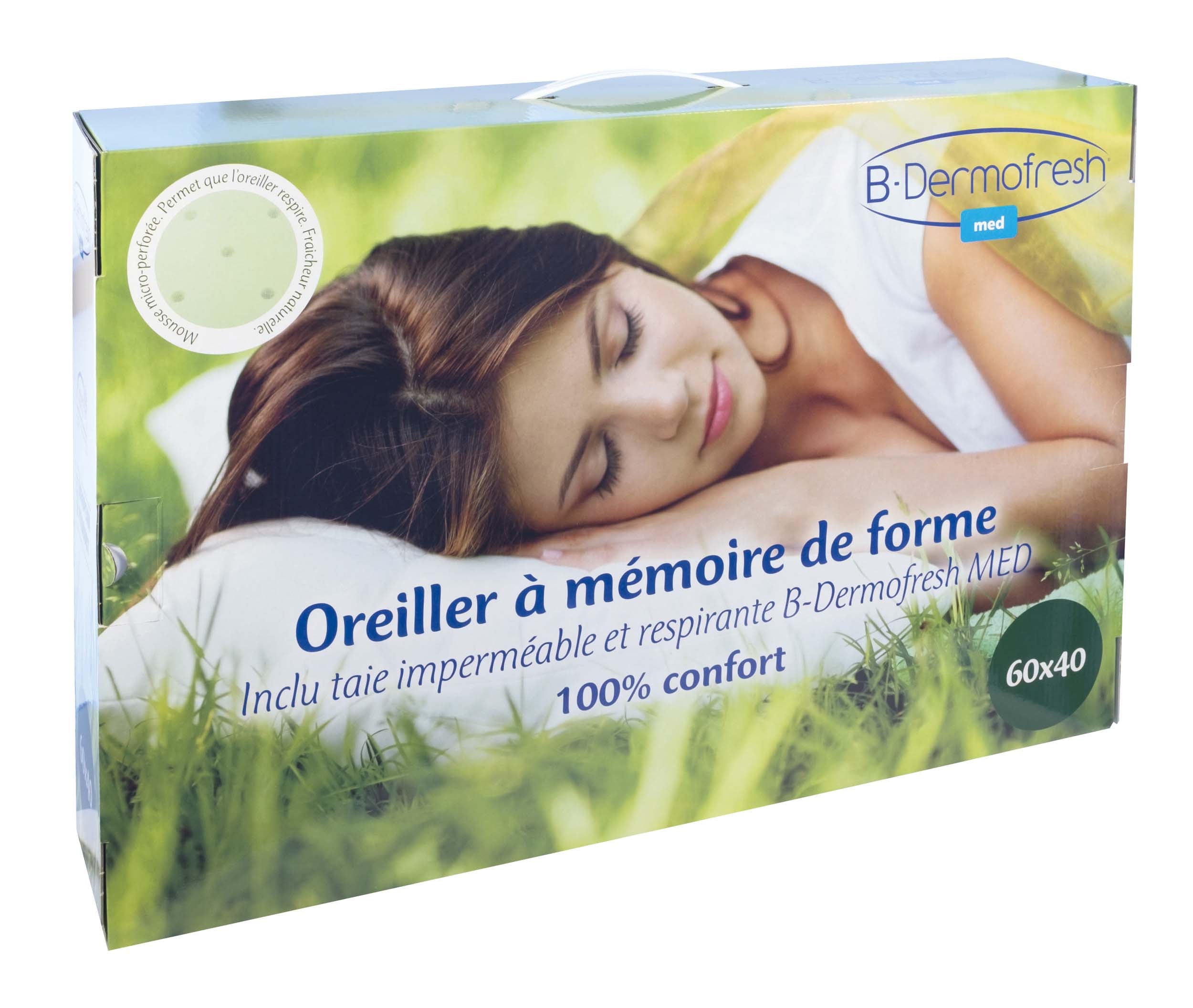 Oreiller Mémoire Forme + taie DERMOFRESH - Bedding Industrial