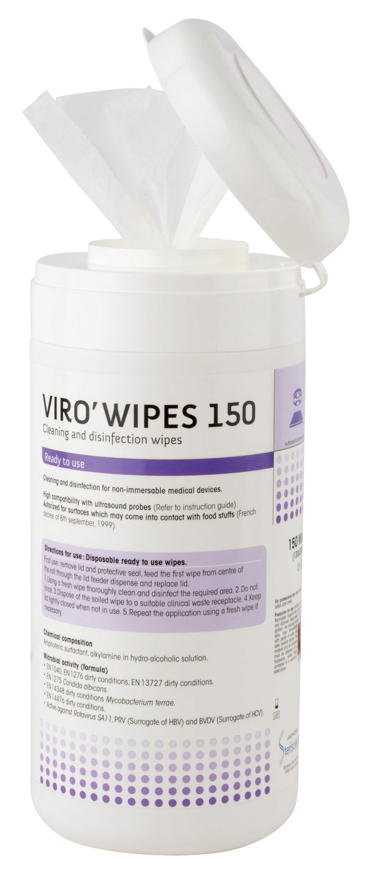 Lingettes Nettoyantes Désinfectantes Virucides Viro'Wipes 150 - LABORATOIRES SCIENCES