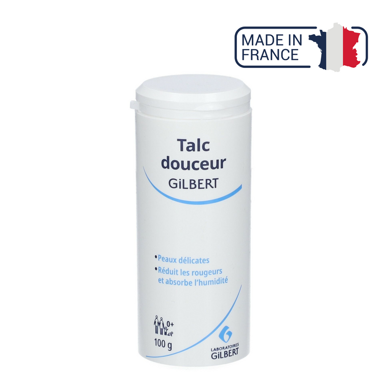 Talc douceur - Réduit les rougeurs et absorbe l'humidité - 100 g - Gilbert