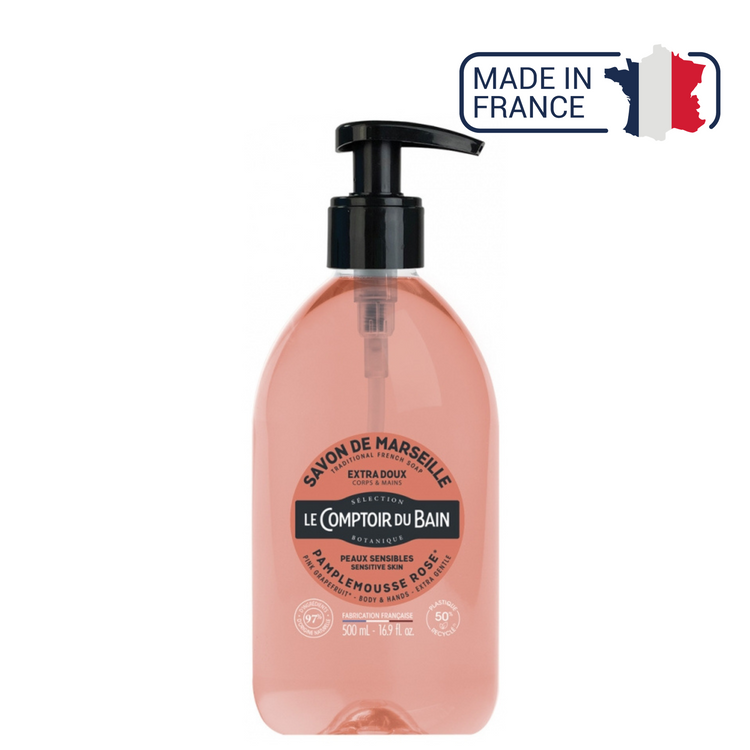 Savon de Marseille liquide Pamplemousse rose - 500ml - Le Comptoir du Bain